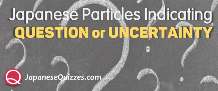 Japanese Particles that Indicate a Question or Uncertainty